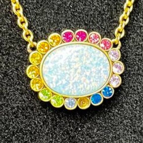 Kurt Geiger Jewelry - Kurt Geiger Regency Chain Necklace Opal Rainbow Pendant Gold NWT